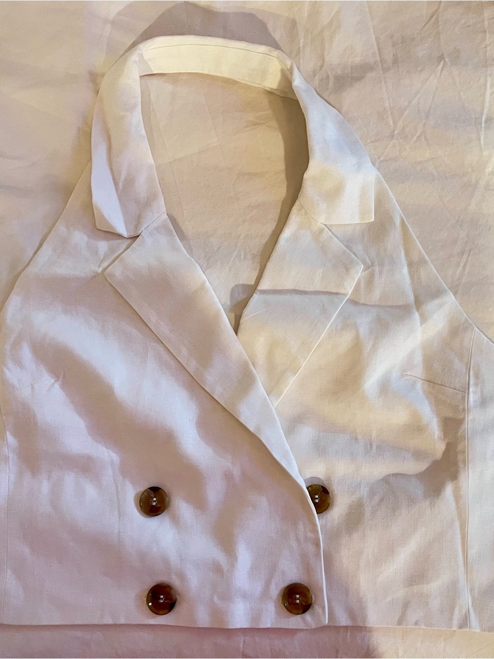 Banana Republic Factory white Double-Breasted Halter Crop Vest - Picture 2 of 5